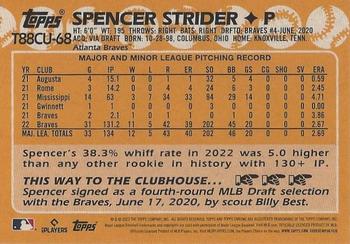 2023 Topps Update - 1988 Topps Baseball 35th Anniversary Chrome Silver Pack #T88CU-68 Spencer Strider Back