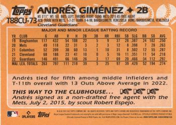 2023 Topps Update - 1988 Topps Baseball 35th Anniversary Chrome Silver Pack #T88CU-73 Andrés Giménez Back