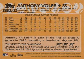 2023 Topps Update - 1988 Topps Baseball 35th Anniversary Chrome Silver Pack Purple #T88CU-22 Anthony Volpe Back