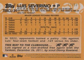 2023 Topps Update - 1988 Topps Baseball 35th Anniversary Chrome Silver Pack Gold #T88CU-34 Luis Severino Back