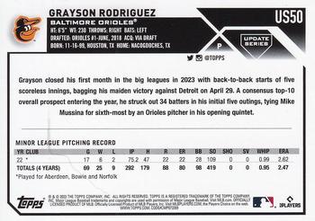 2023 Topps Update - Orange and Black Foil #US50 Grayson Rodriguez Back