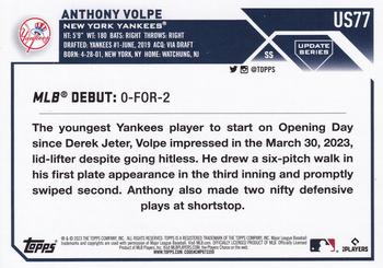 2023 Topps Update - Orange and Black Foil #US77 Anthony Volpe Back