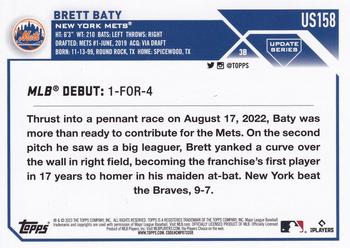 2023 Topps Update - Orange and Black Foil #US158 Brett Baty Back