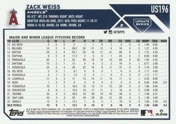 2023 Topps Update - Orange and Black Foil #US196 Zack Weiss Back
