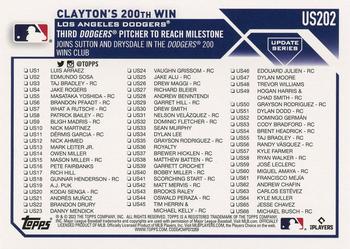 2023 Topps Update - Orange and Black Foil #US202 Clayton's 200th Win Back