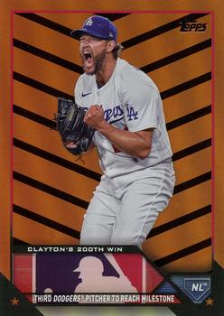 2023 Topps Update - Orange and Black Foil #US202 Clayton's 200th Win Front