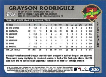 2023 Topps Archives #206 Grayson Rodriguez Back