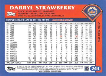 2023 Topps Archives #244 Darryl Strawberry Back