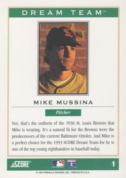 1994 Score - Dream Team #1 Mike Mussina Back