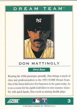 1994 Score - Dream Team #3 Don Mattingly Back