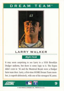 1994 Score - Dream Team #9 Larry Walker Back