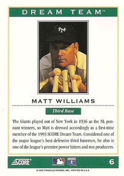 1994 Score - Dream Team #6 Matt Williams Back