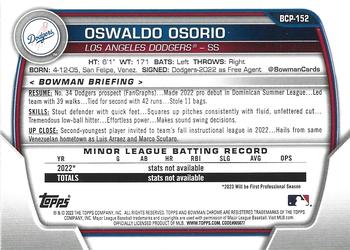 2023 Bowman Chrome - Chrome Prospects Mojo Refractor #BCP-152 Oswaldo Osorio Back