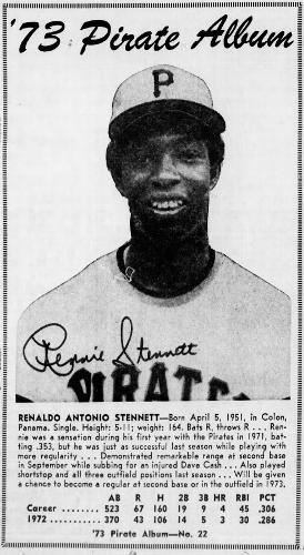 1973 Pittsburgh Post-Gazette Pittsburgh Pirates #22 Rennie Stennett Front