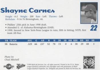 1999 Multi-Ad Piedmont Boll Weevils #NNO Shayne Carnes Back