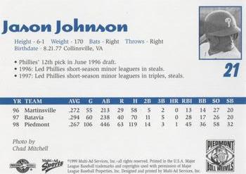 1999 Multi-Ad Piedmont Boll Weevils #NNO Jason Johnson Back