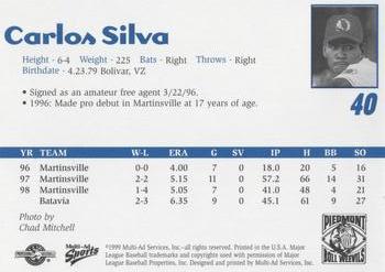 1999 Multi-Ad Piedmont Boll Weevils #NNO Carlos Silva Back