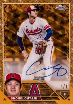 2023 Topps Gilded Collection - Chrome Gold Etch Autographs SuperFractor #CGA-SO Shohei Ohtani Front