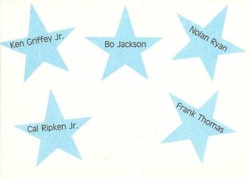 1990 Stars of the Baseball Universe (unlicensed) #NNO Nolan Ryan / Bo Jackson / Ken Griffey Jr. / Frank Thomas / Cal Ripken Jr. Back