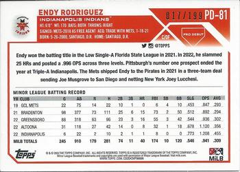 2023 Topps Pro Debut - Fuchsia #PD-81 Endy Rodriguez Back