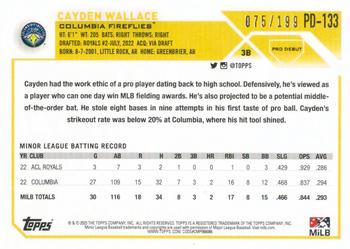 2023 Topps Pro Debut - Fuchsia #PD-133 Cayden Wallace Back