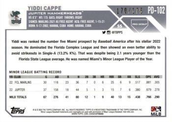 2023 Topps Pro Debut - Sparkle #PD-102 Yiddi Cappe Back