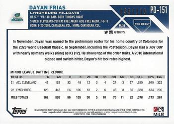 2023 Topps Pro Debut - Sparkle #PD-151 Dayan Frias Back