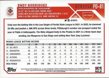 2023 Topps Pro Debut - Blue #PD-81 Endy Rodriguez Back