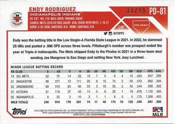 2023 Topps Pro Debut - Green #PD-81 Endy Rodriguez Back