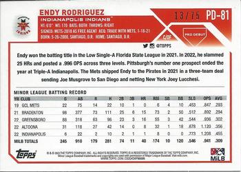 2023 Topps Pro Debut - Aqua #PD-81 Endy Rodriguez Back