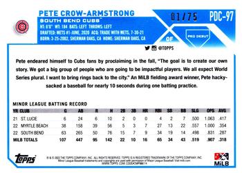 2023 Topps Pro Debut - Aqua #PD-97 Pete Crow-Armstrong Back