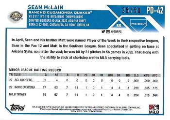 2023 Topps Pro Debut - Gold #PD-42 Sean McLain Back