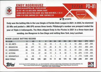 2023 Topps Pro Debut - Gold #PD-81 Endy Rodriguez Back
