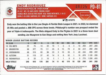 2023 Topps Pro Debut - Orange #PD-81 Endy Rodriguez Back