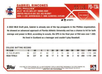2023 Topps Pro Debut - Red #PD-134 Gabriel Rincones Back