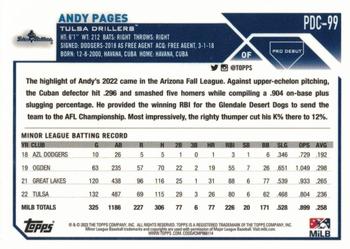 2023 Topps Pro Debut - Chrome #PDC-99 Andy Pages Back