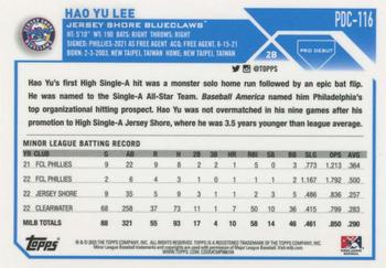 2023 Topps Pro Debut - Chrome #PDC-116 Hao Yu Lee Back