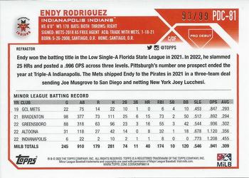 2023 Topps Pro Debut - Chrome Refractor #PDC-81 Endy Rodriguez Back