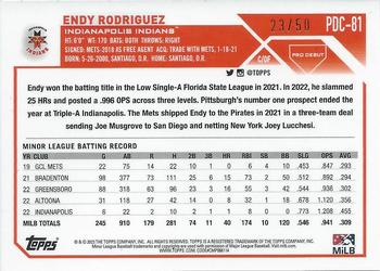 2023 Topps Pro Debut - Chrome Gold Refractor #PDC-81 Endy Rodriguez Back