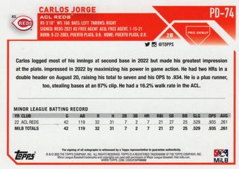 2023 Topps Pro Debut - Autographs #PD-74 Carlos Jorge Back