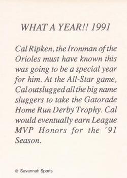 1992 Savannah Sports #NNO Cal Ripken Jr. Back