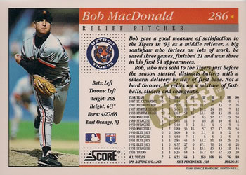 1994 Score - Gold Rush #286 Bob MacDonald Back