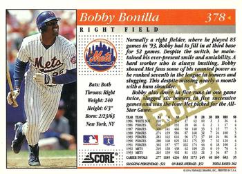 1994 Score - Gold Rush #378 Bobby Bonilla Back