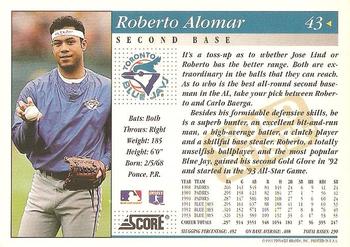 1994 Score - Gold Rush #43 Roberto Alomar Back