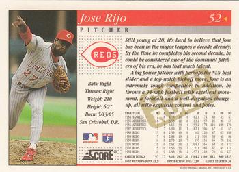 1994 Score - Gold Rush #52 Jose Rijo Back