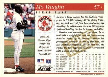 1994 Score - Gold Rush #57 Mo Vaughn Back