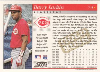 1994 Score - Gold Rush #74 Barry Larkin Back
