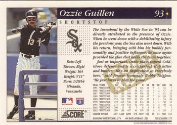 1994 Score - Gold Rush #93 Ozzie Guillen Back