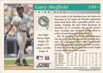 1994 Score - Gold Rush #100 Gary Sheffield Back