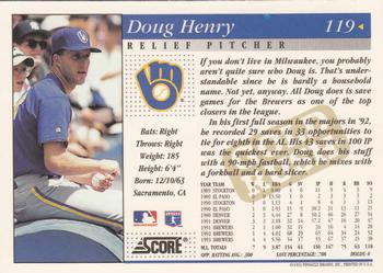 1994 Score - Gold Rush #119 Doug Henry Back